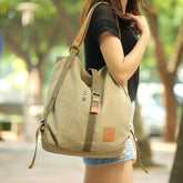 Women Men Canvas Handbags Multifunction Backpack Casual Shoulder Bags Students School